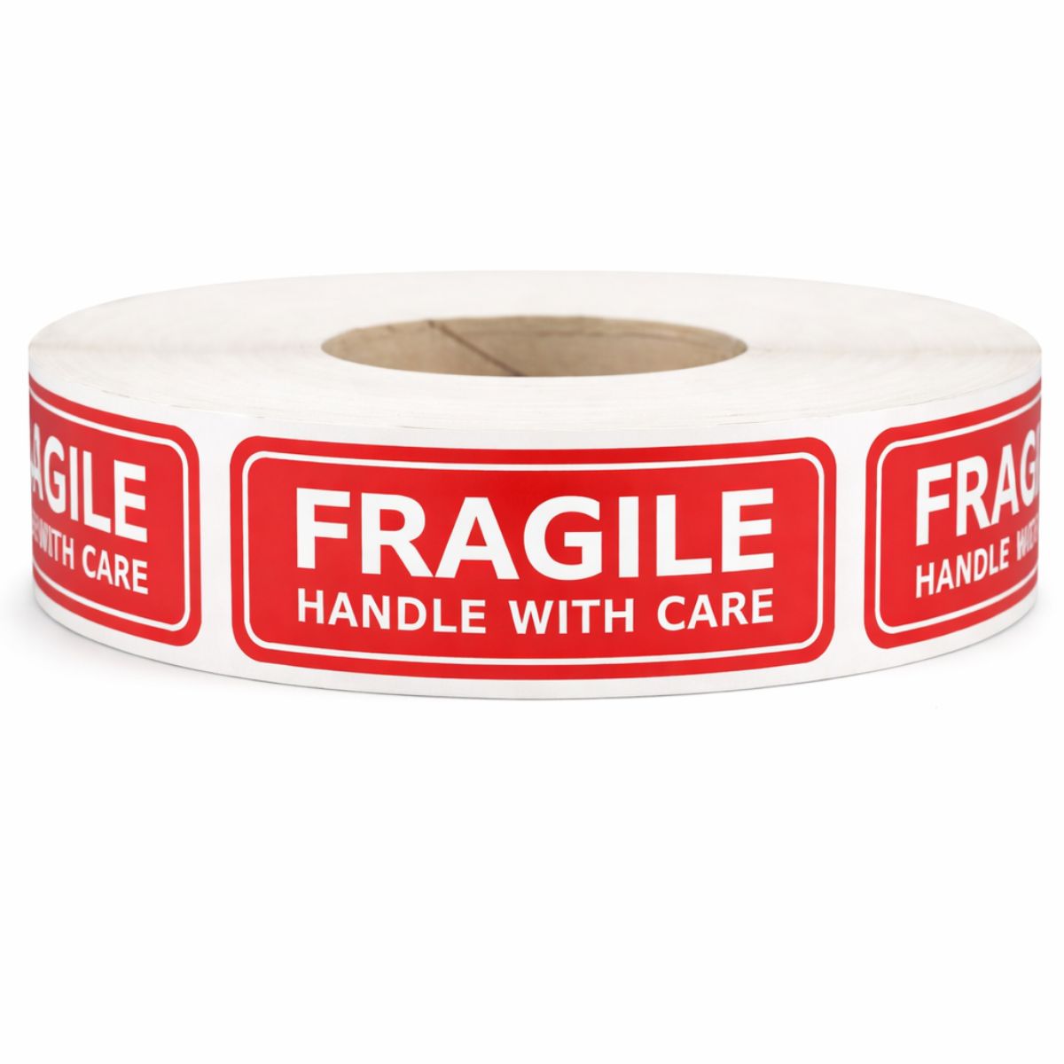 Etiquetas Adhesivas FRAGILE 25.4x76.2mm (1000 Unds) Maneje Con Cuidado Alta Visibilidad.