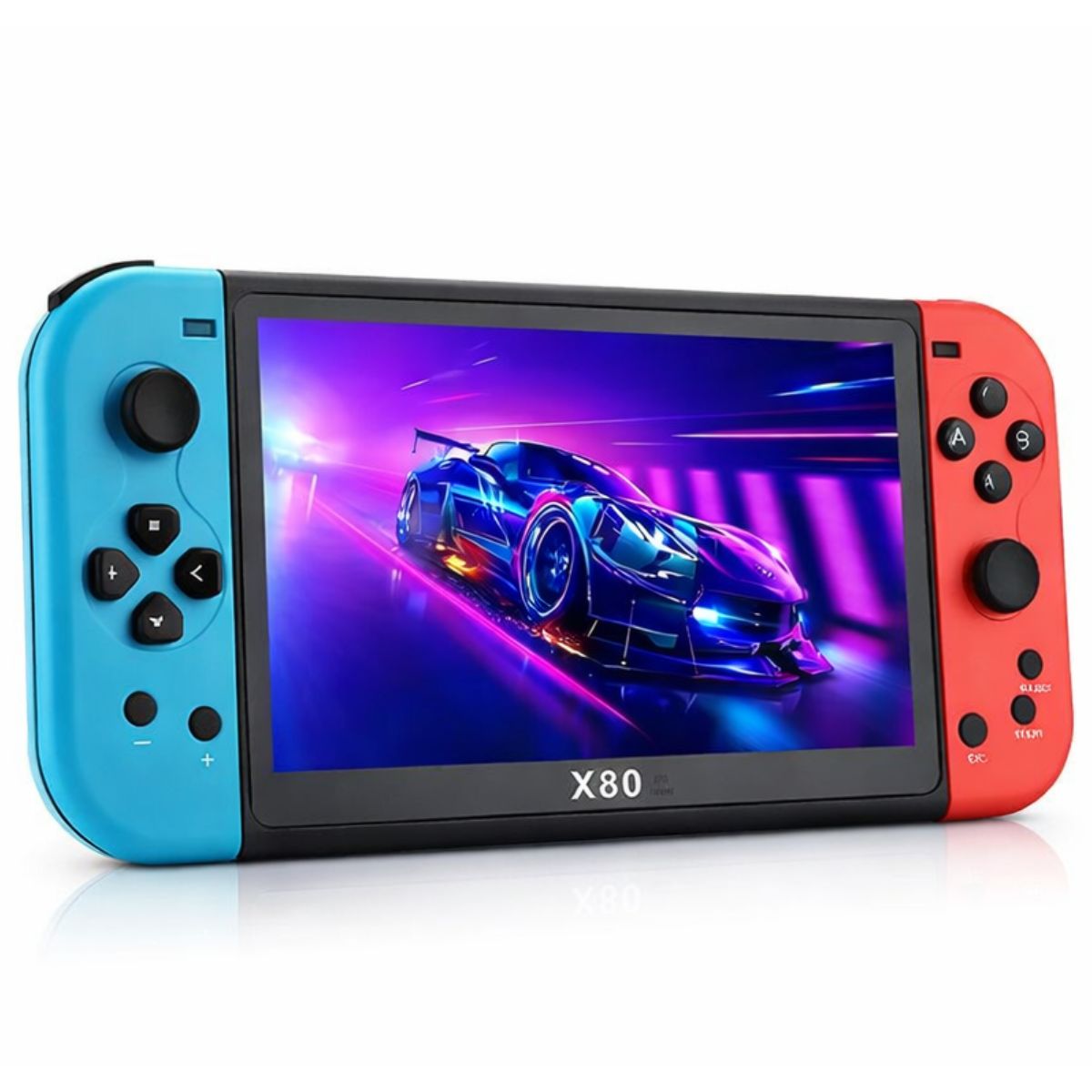 Consola Portátil de Videojuegos 7” HD con Salida a TV y Doble Joystick. (mas de 1,000 juegos no repetidos) Consola con Juegos Retro Integrados y Procesador Quad Core. Color Azul y Rojo
