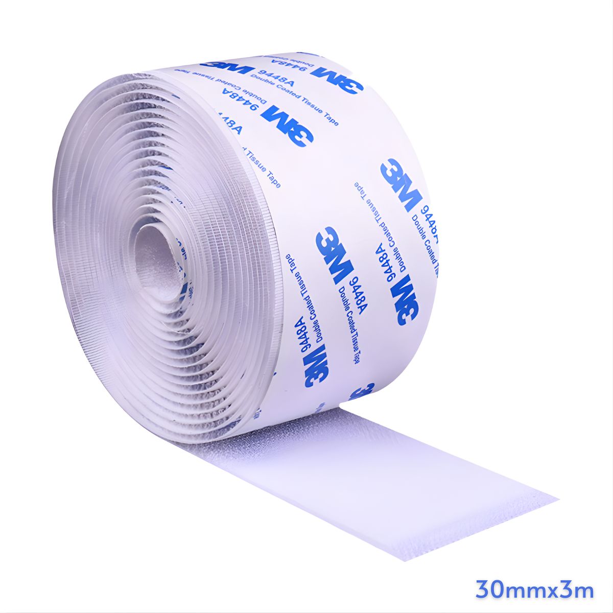 Cinta Velcro Adhesiva 30mmx3m Doble Cara Alta Resistencia. Cierre Mágico Tira Fijación Fuerte Reutilizable para Pared, Auto y Hogar. Color Blanco
