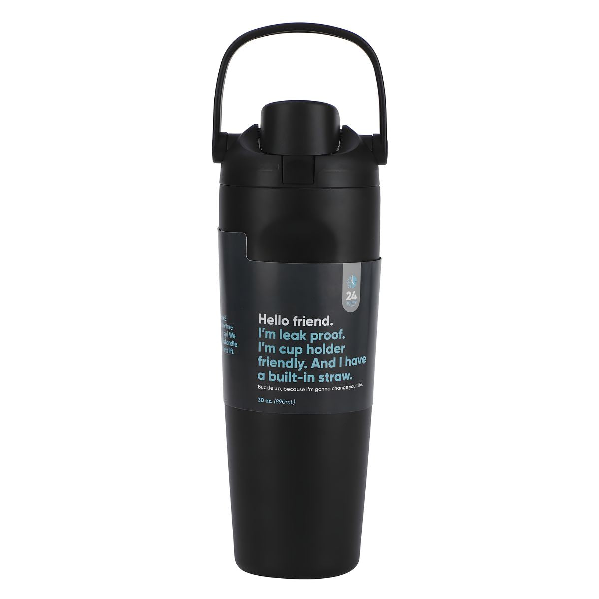 Botella De Agua Termo De 30oz. Vaso Térmico De Acero Inoxidable Con tapa hermética y Asa. Color negro.