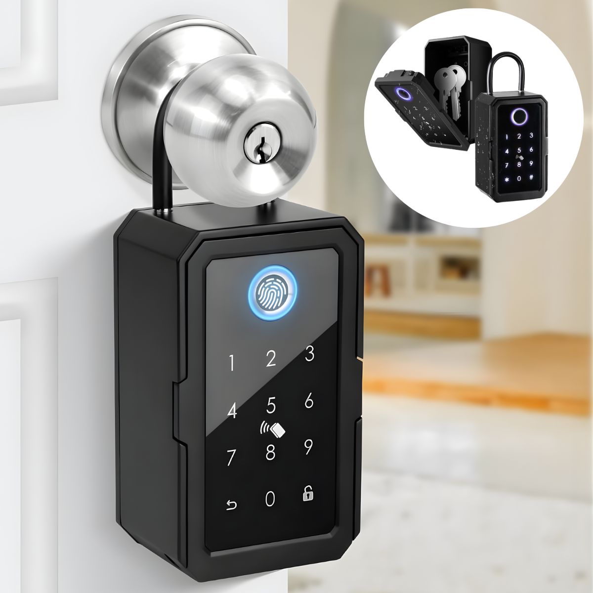 Caja De Seguridad Inteligente Con Huella Digital Y Bluetooth. Caja Para Llaves Con App, Código Y Tarjeta RFID. Resistente Al Agua y Recargable USB.