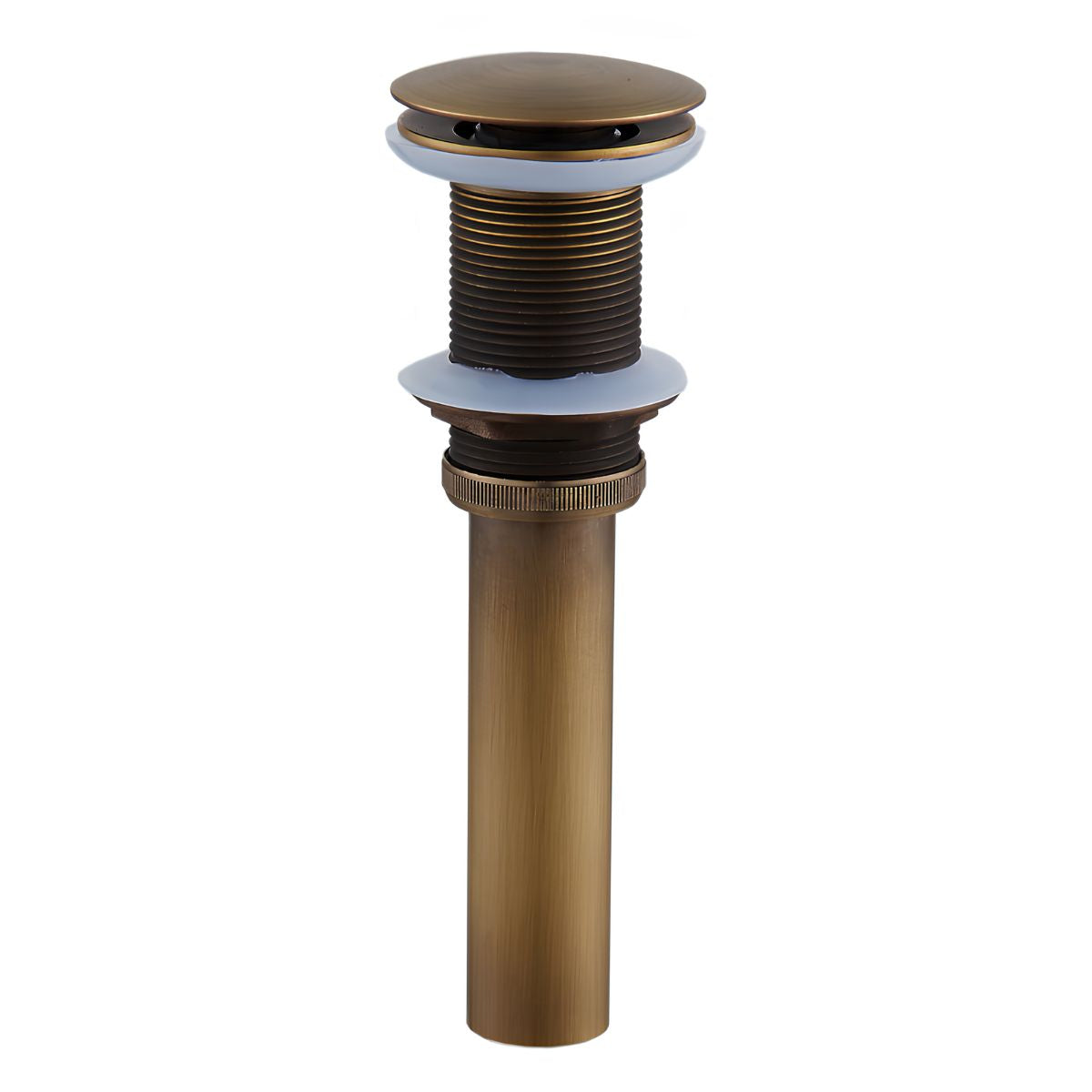 Desagüe Para Lavamanos Tipo Push Con Rebose Y Tubo Extendido Ajustable 18-21cm. Válvula De Drenaje de acero inoxidable. Color Bronce Antiguo vintage.