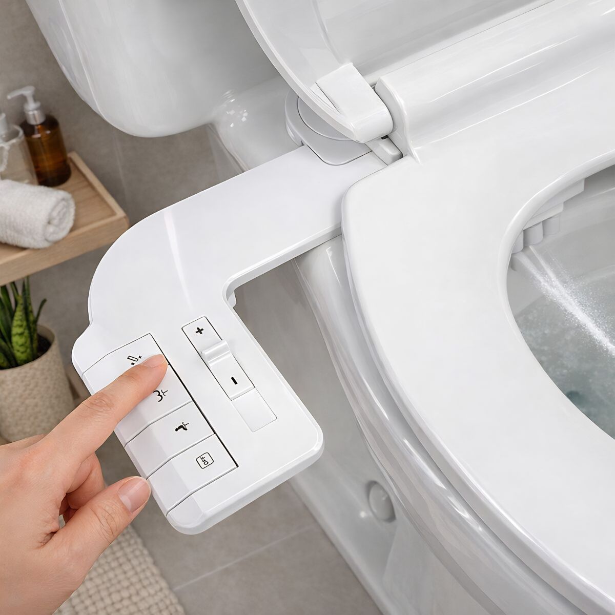 Bidé Para Inodoro Accesorio Sin Tapa. Ducha Sanitaria Ajustable Con Control Lateral. Conexión 7/8". Paperless Cleaner.