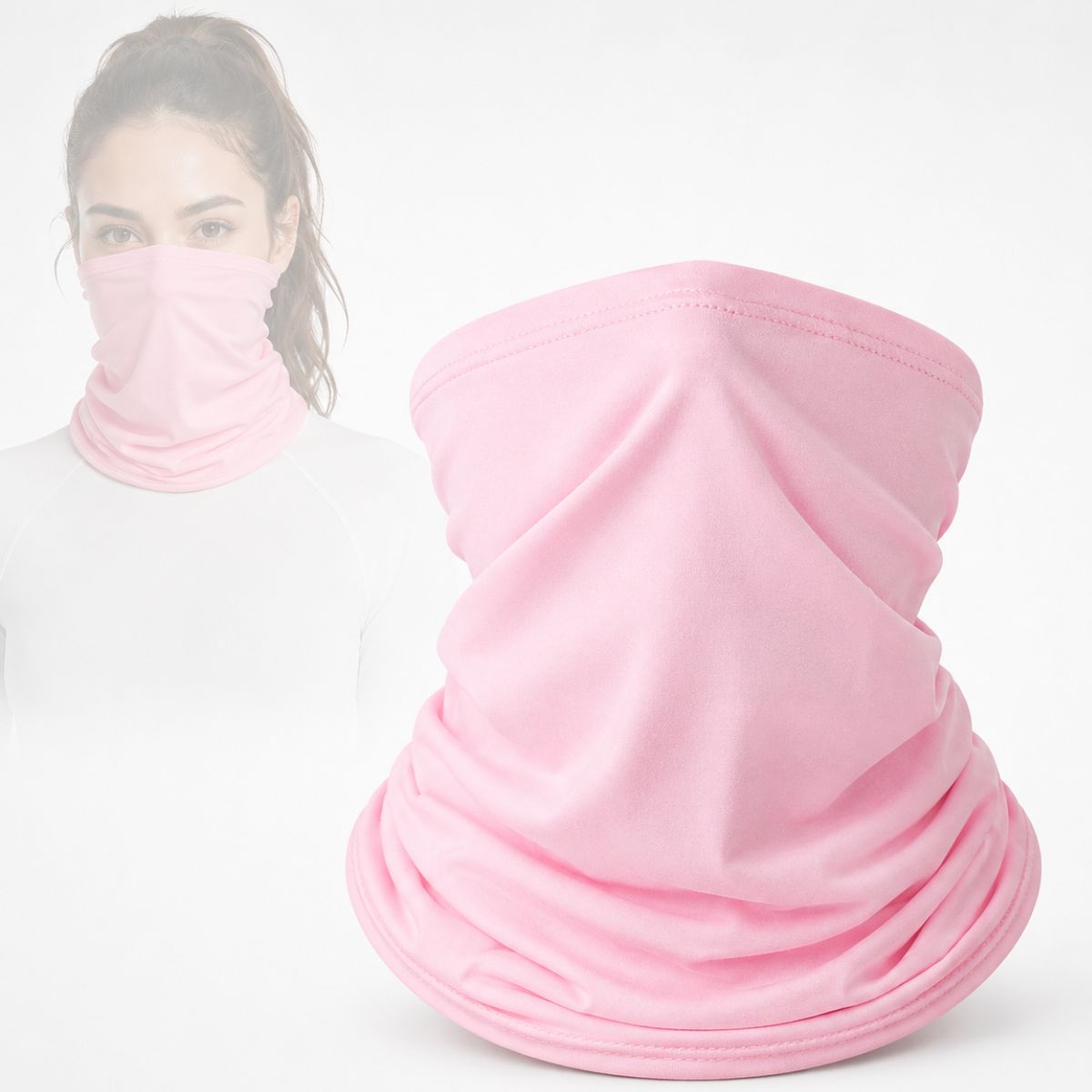 Bandana Mascarilla Tubular Deportiva Transpirable de Secado Rápido UPF. Protección Rostro y Cuello para Ciclismo, Running, Senderismo, Moto. Rosada (25x46cm)