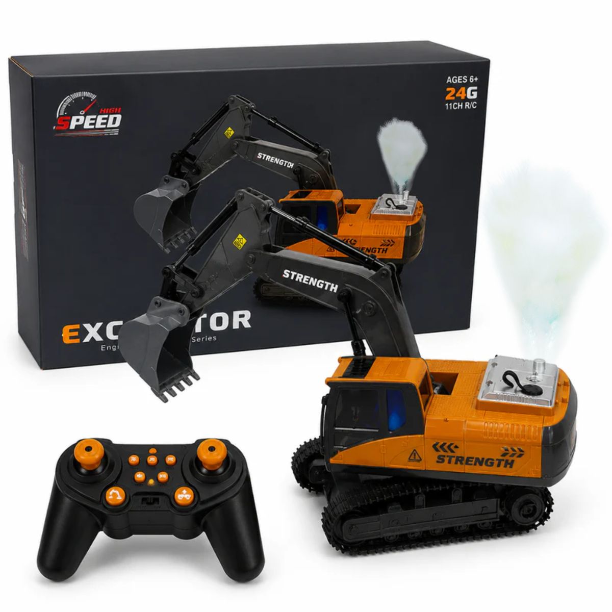 Excavadora A Control Remoto. Juguete Para Niños. De 11 Canales Con Brazo Móvil Y Rotación 680°.