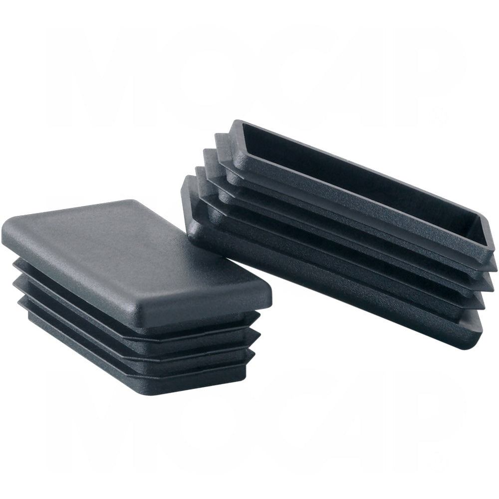 Tapas de plástico negra para tubos rectangulares