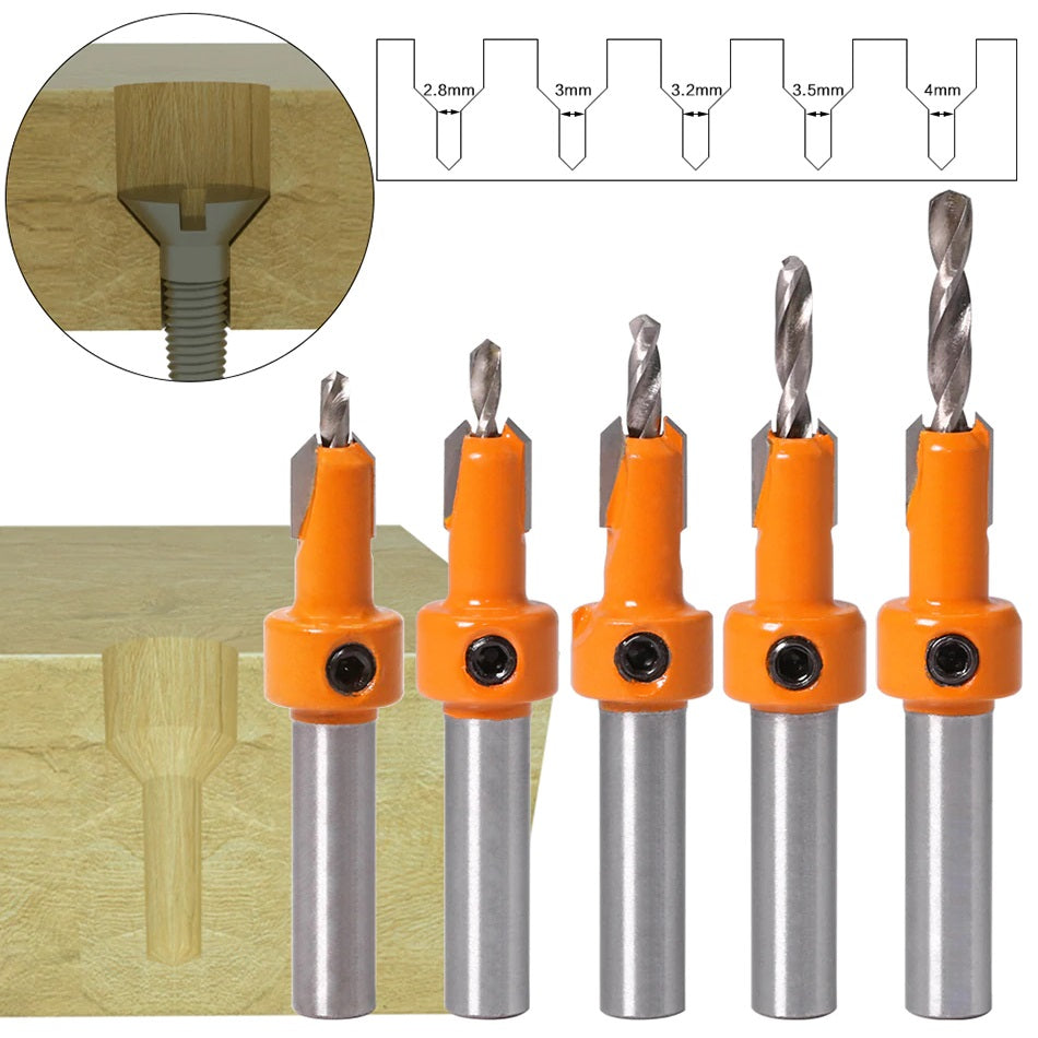 Juego De Brocas Para Madera Con Tope De Profundidad - 4 Piezas De Diferentes Tamaños - Incluye Llave