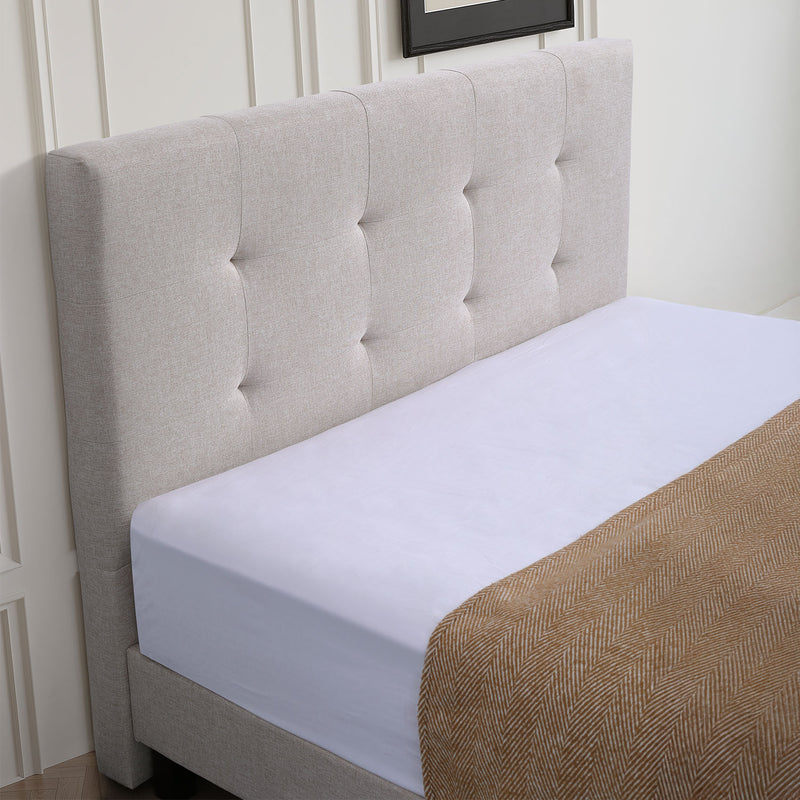 Camas fáciles de armar color Beige respaldar cabecera acolchado alto