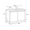 Mueble para baño Gabinete Inferior con Lavamanos 70×48×45 cm Mueble Moderno color Beige Crema