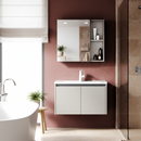 Gabinete Superior para Baño con Espejo 65×11×60 cm Carbon Fiber color Beige Crema