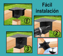 Conector Unión soporte 3 Vías para Tubo Cuadrado Pérgola WPC exteriores 100x100x100 mm