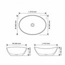 Lavamanos de Sobreponer Ovalado Cerámica Sanitaria Premium, Diseño Moderno 410X340X145mm