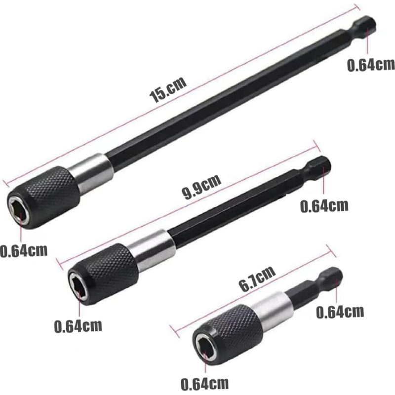 Extensiones de brocas flexibles. Juego de 24 piezas. Incluye soporte para brocas, enchufe de junta giratoria de 1/4”, 3/8” y 1/2”. Kit set