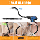 Extensiones de brocas flexibles. Juego de 24 piezas. Incluye soporte para brocas, enchufe de junta giratoria de 1/4”, 3/8” y 1/2”. Kit set