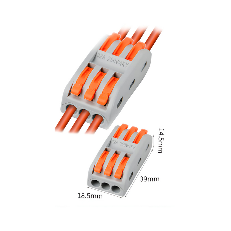 Conectores eléctricos de empalme rápido. Triple via. (1 Pza)