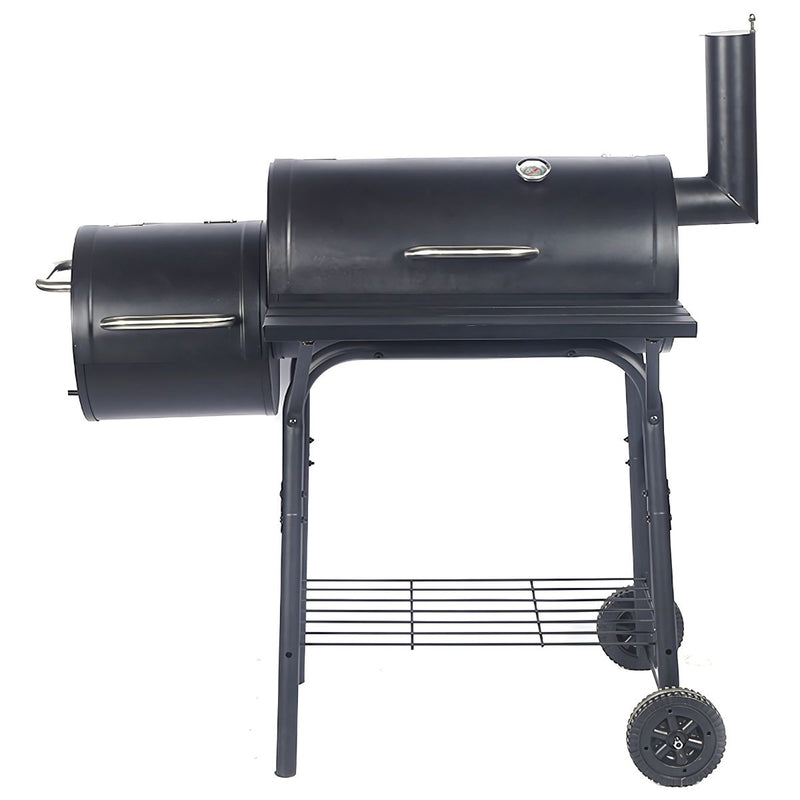 Parrilla BBQ con Ahumador Lateral Offset: Asador de Carbón Multifuncional para Cocción y Ahumado. Barbacoa.
