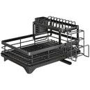 Escurridor de platos. Color negro. Seca vajillas de 2 niveles. 42.5 cm largo x 30 ancho por 23 cm alto