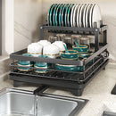 Escurridor de platos. Color negro. Seca vajillas de 2 niveles. 42.5 cm largo x 30 ancho por 23 cm alto