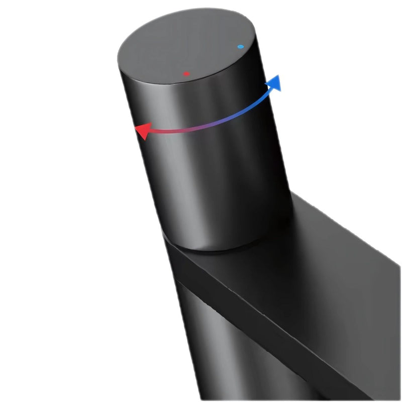 Llave De Lavamanos Individual. Grifo De Lavabo Color Negro. Pluma. Modelo alto.