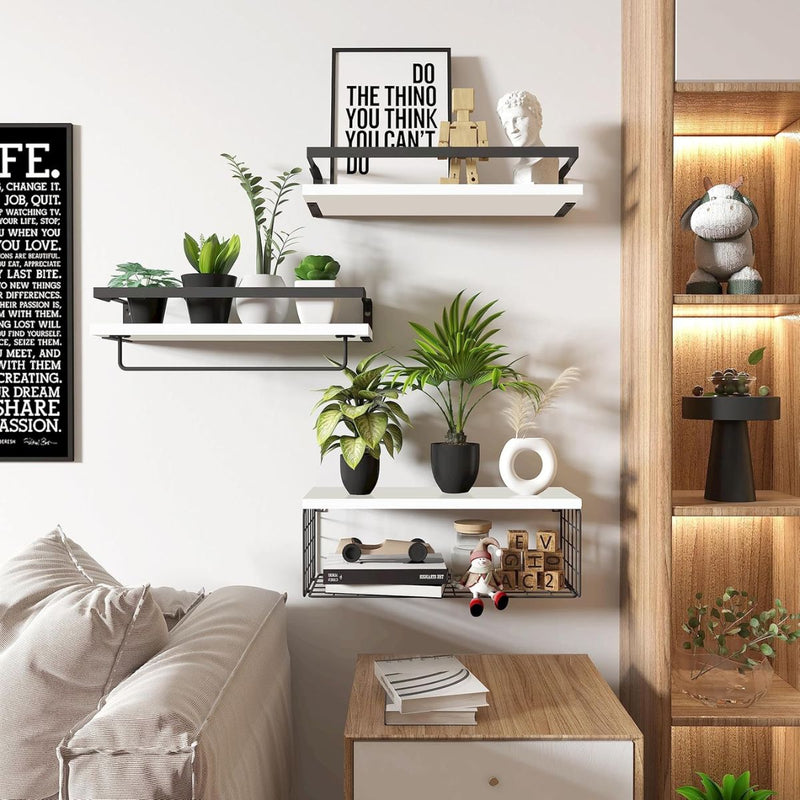 Repisas de pared. Estanterías flotantes (Set de 3 piezas).  Tablillas blancas.