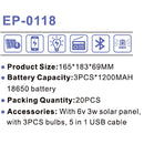 Estación de Energía Solar Portátil Multifuncional. Luz de Alta Potencia para Exteriores e Iluminación Interior. Sistema con panel solar. Power bank bateria respaldo incluye bocina