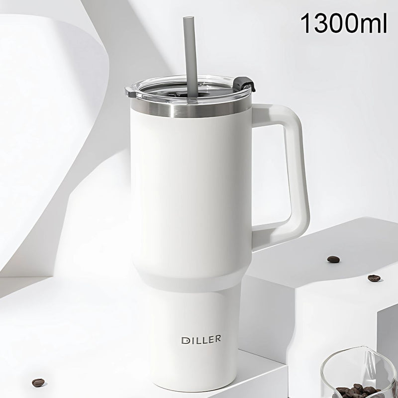 Botella termo de 44oz. Vaso térmico de acero inoxidable. Color blanco.