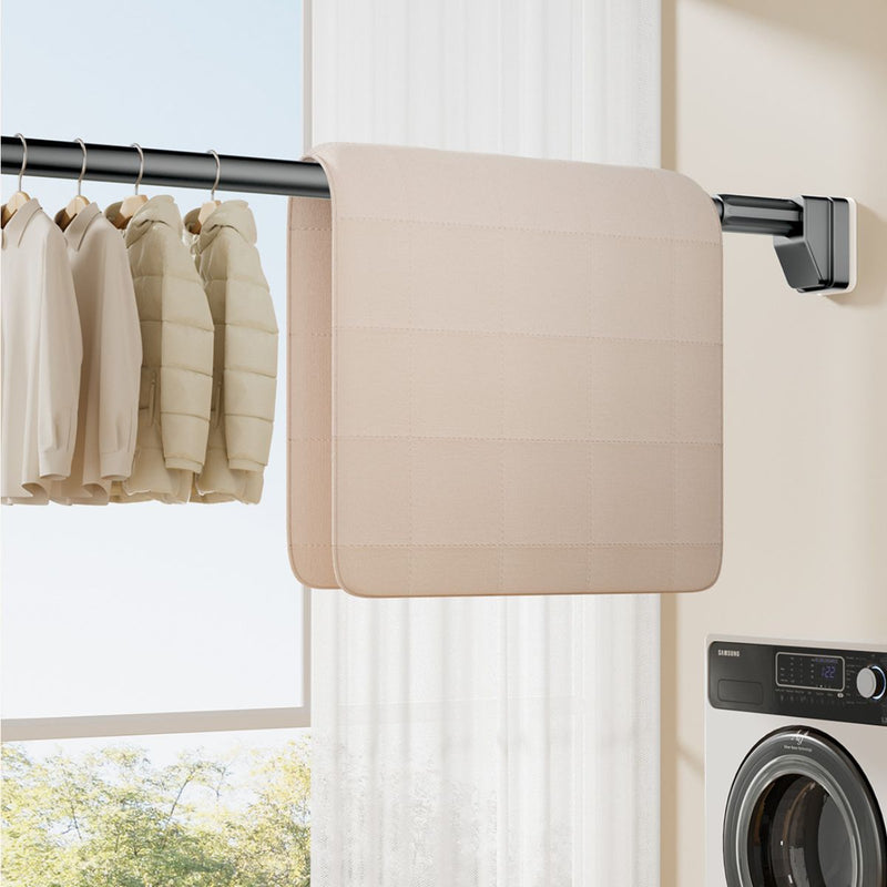 Barra ajustable para cortinas, closets y duchas de acero inoxidable. Palo extensible. Sin perforaciones. Se adapta a cualquier pared.