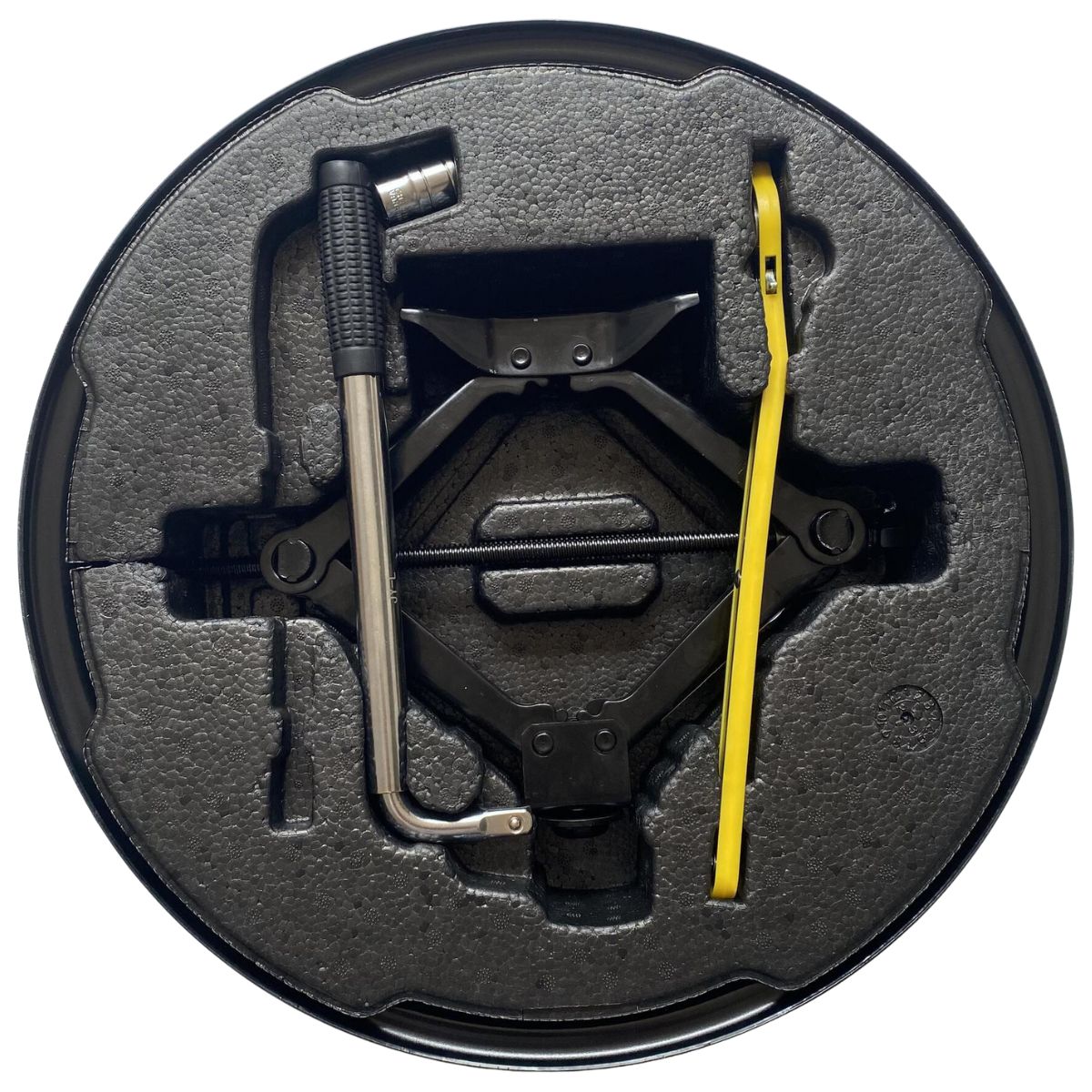 Llanta de repuesto con Gato y Herramientas para Cambio de neumatico. Para Rines de 17''. Kit Compacto y Portátil. Set.