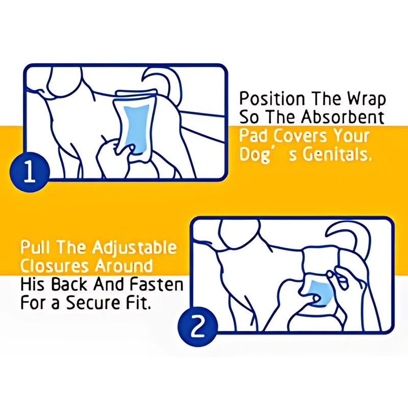 Pañales desechables para perros machos. Talla XS (15-33cm). Super absorbente. (Pack de 12 unidades)