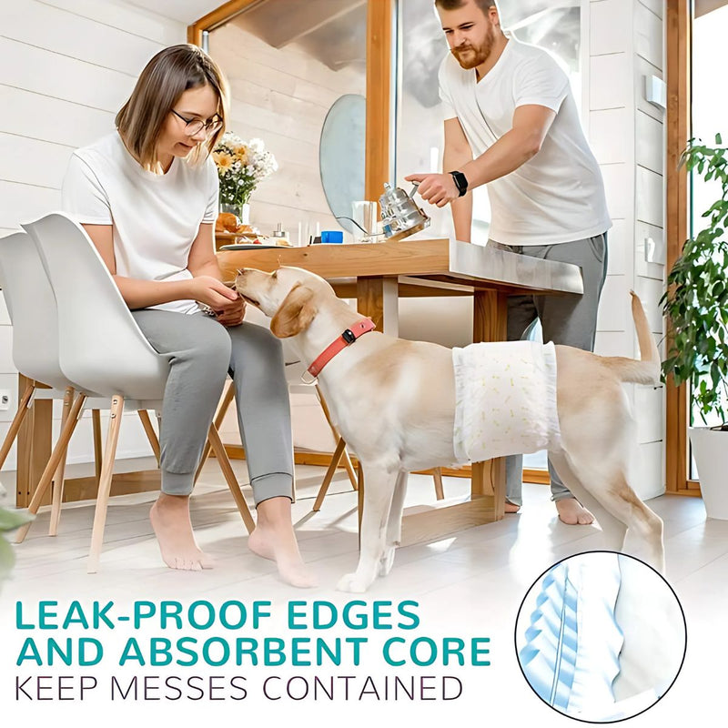 Pañales desechables para perros machos. Talla S (30-48cm). Super absorbente. (Pack de 12 unidades)