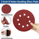 Discos de Lija de 5” (125mm) para lijadora orbital, 8 agujeros. Sets de 50 unidades.