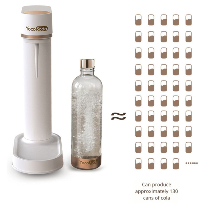 Máquina de Agua con Gas Automática. Color blanco 1L. Máquina dispensadora para hacer refrescos carbonatados Estilo SodaStream Soda Maker. Incluye cilindro de CO2.