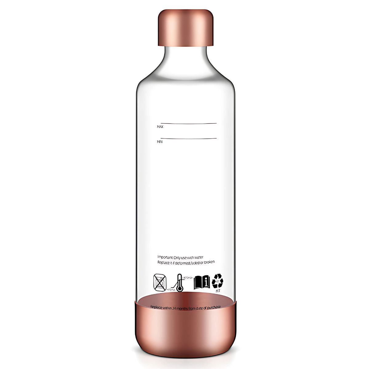 Botella de repuesto para maquina de agua con gas. Color rose gold (Unidad). Estilo SodaStream Soda Maker