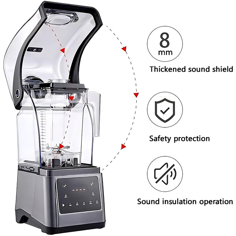 Licuadora de alta potencia 1.5L. De bajo ruido Máquina profesional de batidos y smoothies 2000W. Velocidad ajustable. Industrial bares