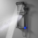 Ducha Regadera moderna con Pantalla LED. Color negro. 4 modos de Rociado, Ducha de Mano y Grifo en Cascada.