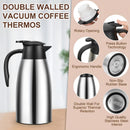 Jarra térmica de café 68oz. (2lts) Termo de acero inoxidable. Conserva Bebidas Calientes 12h y Frías 24h.