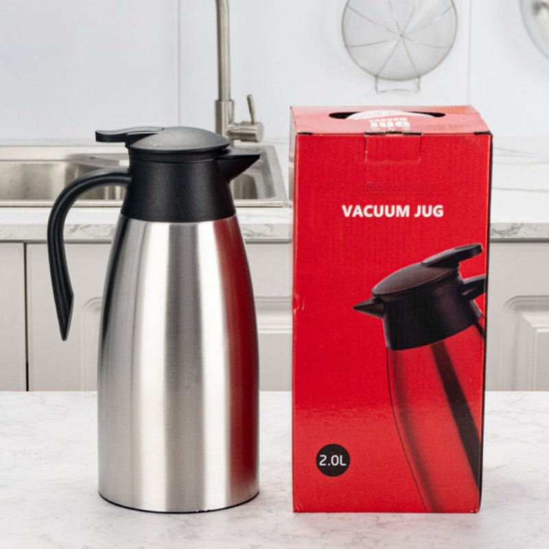 Jarra térmica de café 68oz. (2lts) Termo de acero inoxidable. Conserva Bebidas Calientes 12h y Frías 24h.