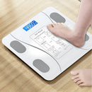 Báscula personal Inteligente Bluetooth. Análisis Corporal Completo, Alta Precisión y Pantalla LCD. Pesa de baño. Color blanco.