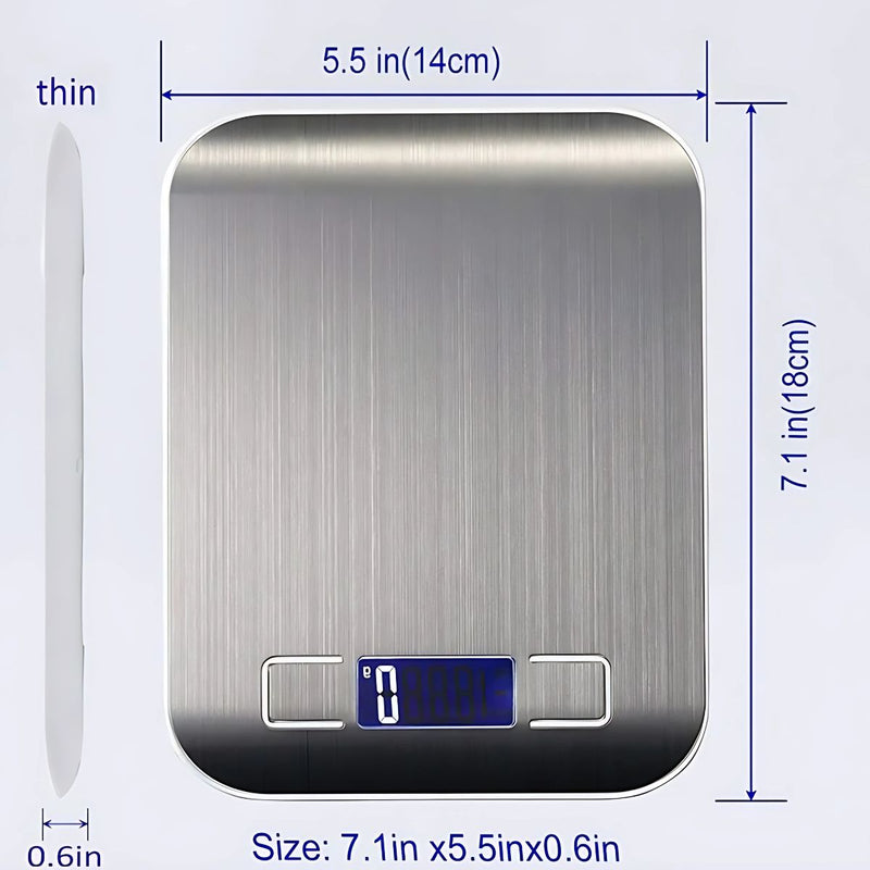 Báscula balanza de Cocina Digital 10KG Acero Inoxidable con Pantalla LCD. Pesa balanza para alimentos.