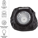 Roca solar Lampara foco Luz para jardín en forma de roca negra. con panel solar en forma de piedra negra. Luz Blanca