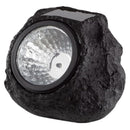 Lampara foco Luz solar para jardín en forma de roca negra. con panel solar en forma de piedra negra. Luz cálida.