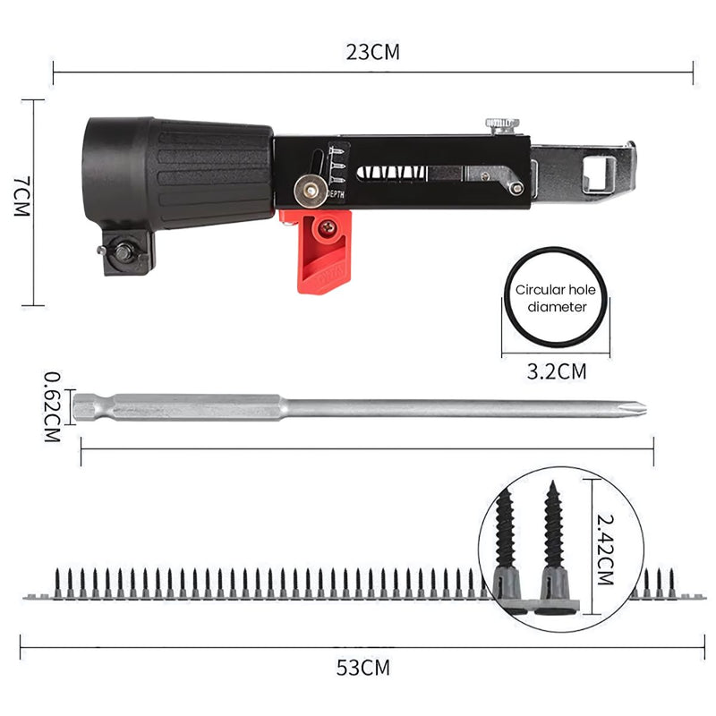 Pistola de Tornillo Eléctrica para Paneles de Yeso. Adaptador Automático para Taladro, Ajustable y Fácil de Usar. Automatica para cinta de tornillos