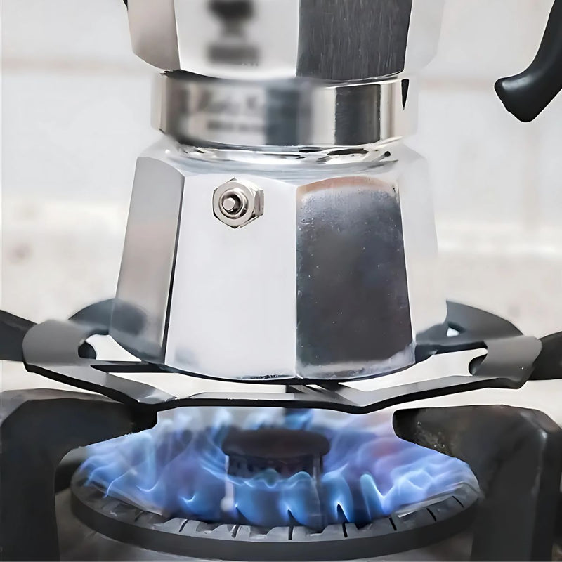 Reductor de hornilla de gas para estufa. Anillo de soporte de hierro para cafetera para achicar hornilla. Color negro (unidad).
