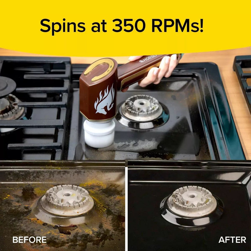 Cepillo Eléctrico  Limpiador Giratorio Inalámbrico. Cepillo de Limpieza con Resistencia al Agua. Color chocolate. Incluye accesorios.