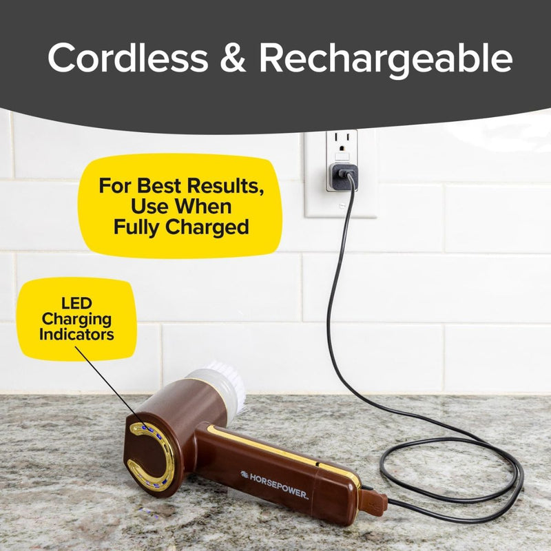 Cepillo Eléctrico  Limpiador Giratorio Inalámbrico. Cepillo de Limpieza con Resistencia al Agua. Color chocolate. Incluye accesorios.