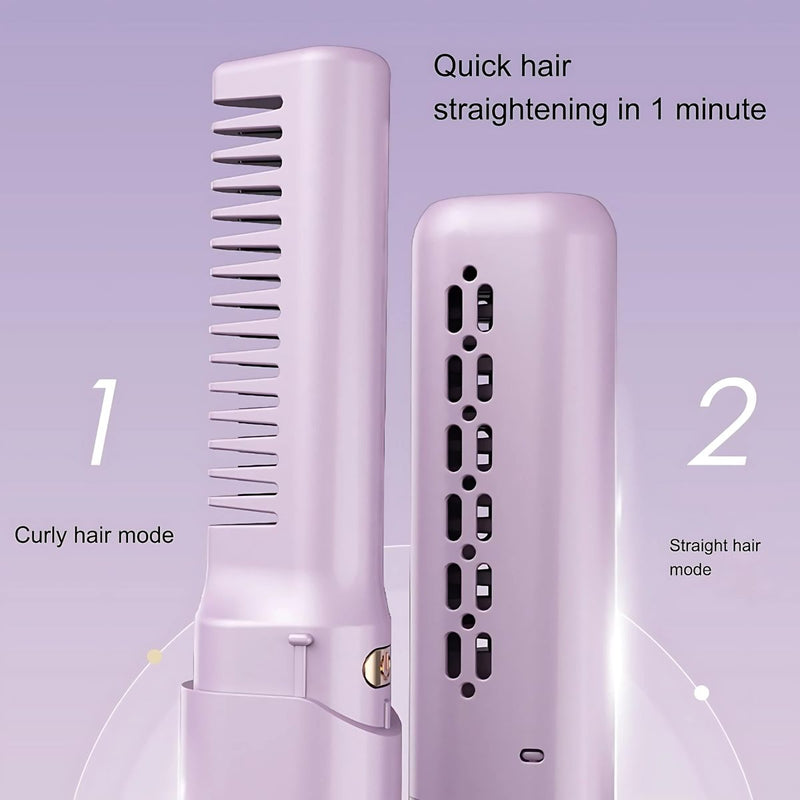 Cepillo Alisador de Cabello Inalámbrico. Peine portátil para alisar pelo. 3 temperaturas. Peine plancha