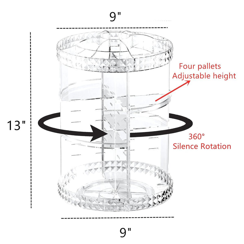 Organizador de Maquillaje Giratorio 360º. transparente Estante acrílico de almacenamiento.