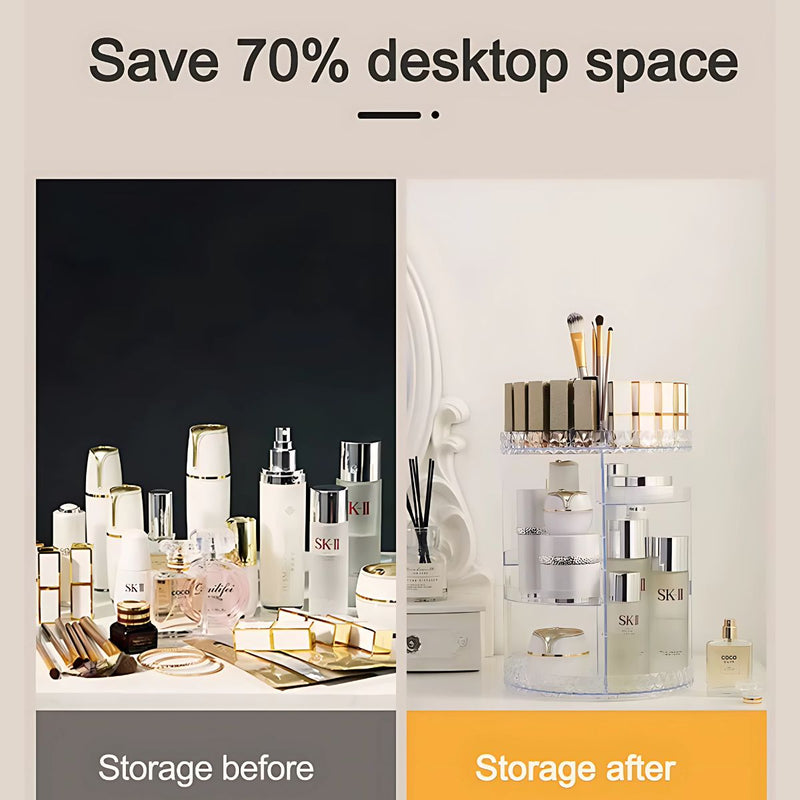 Organizador de Maquillaje Giratorio 360º. transparente Estante acrílico de almacenamiento.