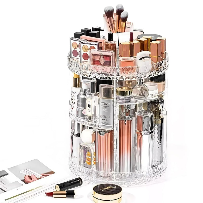 Organizador de Maquillaje Giratorio 360º. transparente Estante acrílico de almacenamiento.