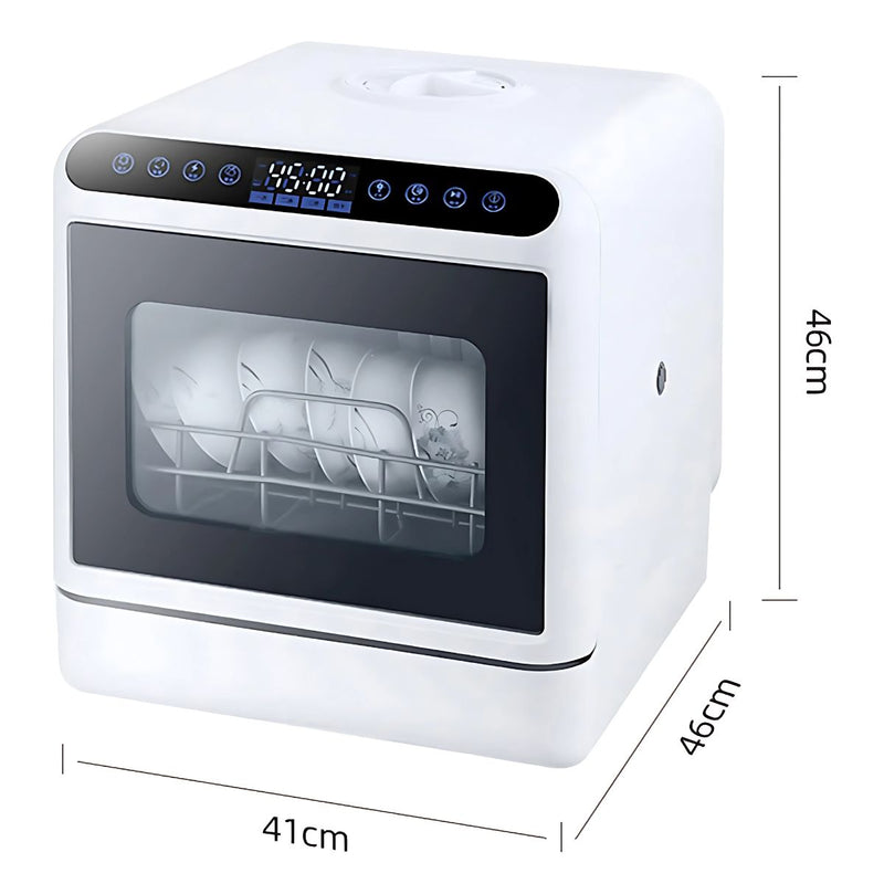 Lavavajillas Compacto Portátil. Dishwasher de mesa 110V. Lavaplatos con 4 modos de lavado. 46x46x41cm.